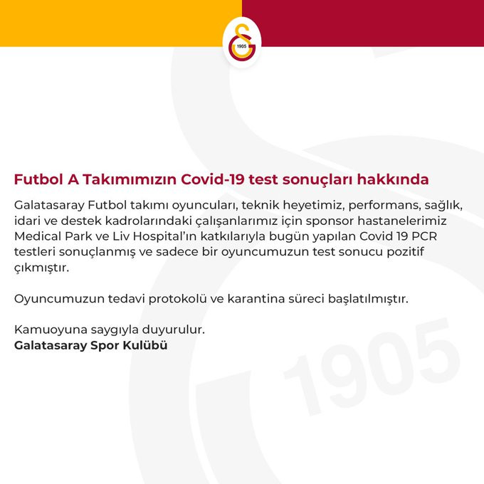 Galatasaray'da bir oyuncu koronavirüse yakalandı - Resim : 2