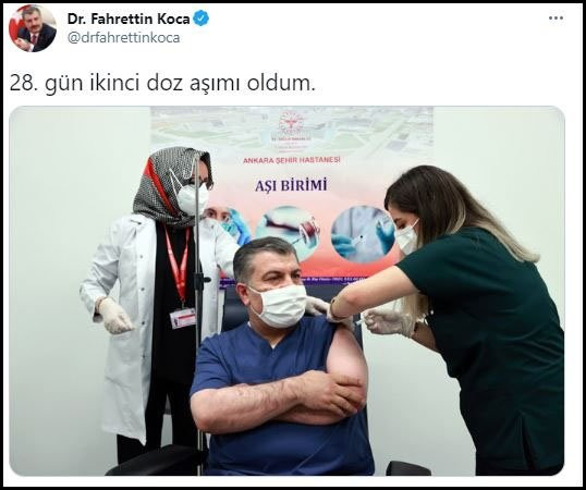 Fahrettin Koca ikinci doz aşısını oldu! - Resim : 1