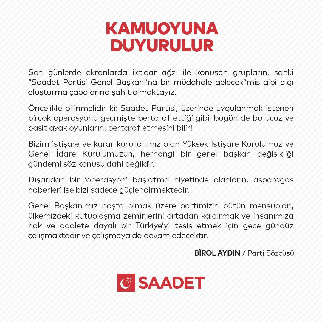 Saadet Partisi'nden flaş açıklama: Genel Başkan değişikliği olacak mı? - Resim : 2