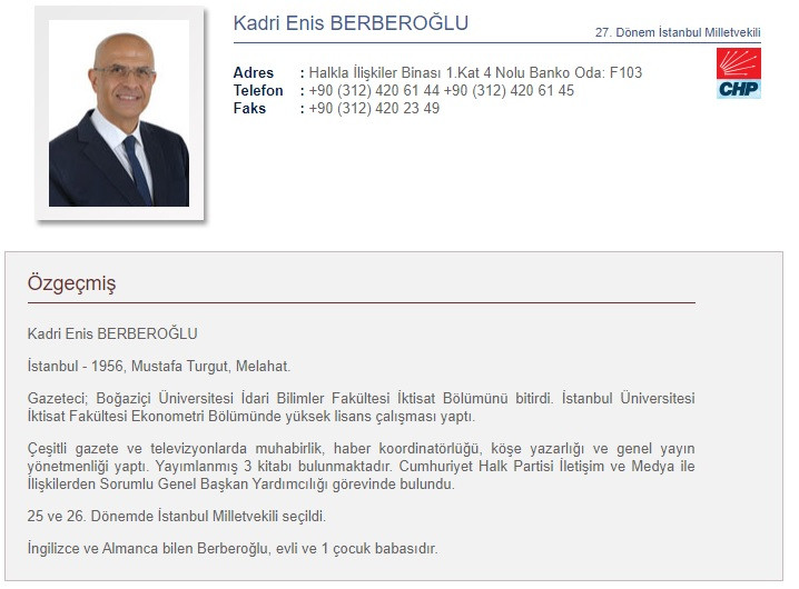 TBMM resmi sitesi, 'milletvekilleri' listesine Enis Berberoğlu'nu yeniden ekledi - Resim : 1