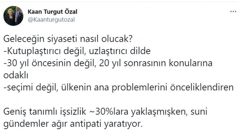 Turgut Özal’ın torunundan 'geleceğin siyaseti' çıkışı: 'Suni gündemler ağır antipati yaratıyor' - Resim : 1