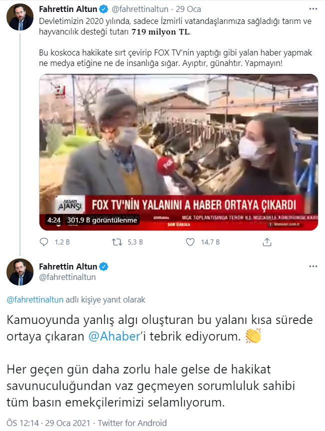 FOX'un haberi ortalığı karıştırdı: Fahrettin Altun yalanladı, Bakan doğruladı! - Resim : 1