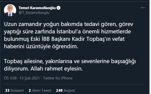 Temel Karamollaoğlu'ndan Kadir Topbaş paylaşımı - Resim : 1