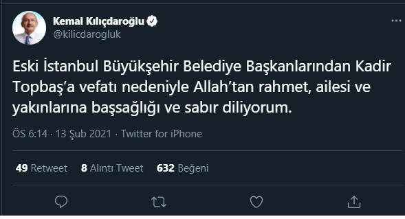 Kemal Kılıçdaroğlu'ndan Kadir Topbaş paylaşımı - Resim : 1