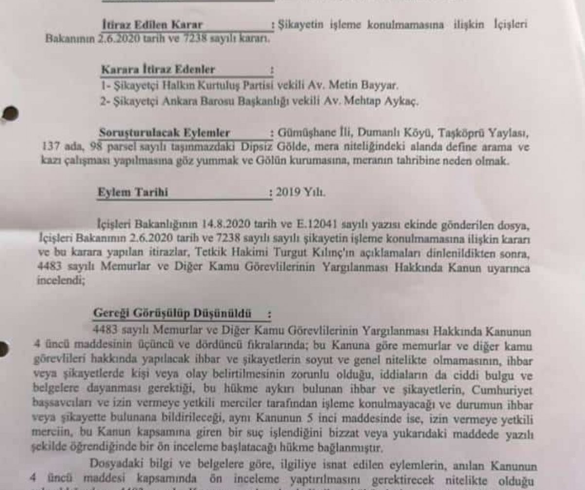 Danıştay, bakanlığın 'define kazısı için kurutulan' Dipsiz Göl kararını kaldırdı: Valiye ön inceleme - Resim : 2