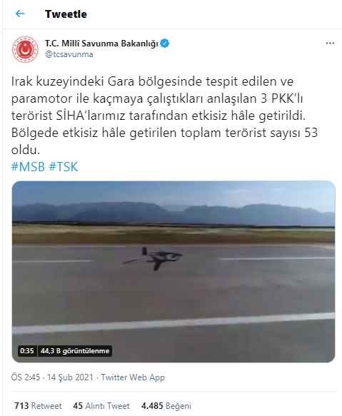 MSB: 3 PKK’lı terörist etkisiz hale getirildi - Resim : 1