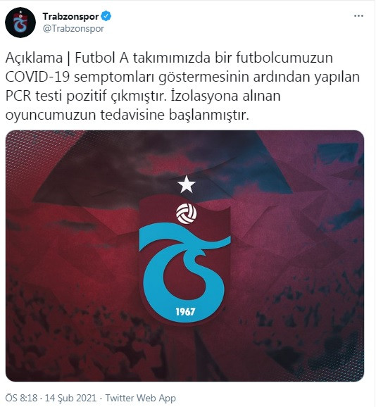 Trabzonspor'da bir futbolcu daha koronavirüse yakalandı - Resim : 1