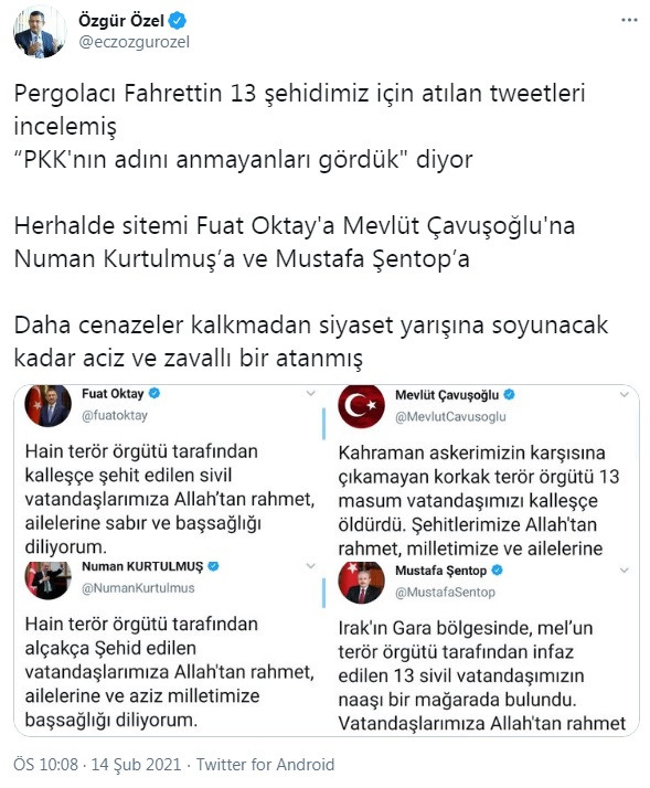 Özgür Özel'den Fahrettin Altun'a: Herhalde sitemi Fuat Oktay, Çavuşoğlu, Kurtulmuş ve Şentop’a - Resim : 3