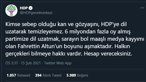 Fahrettin Altun'dan HDP'ye yanıt: Tehditleriniz bize güç verir - Resim : 1