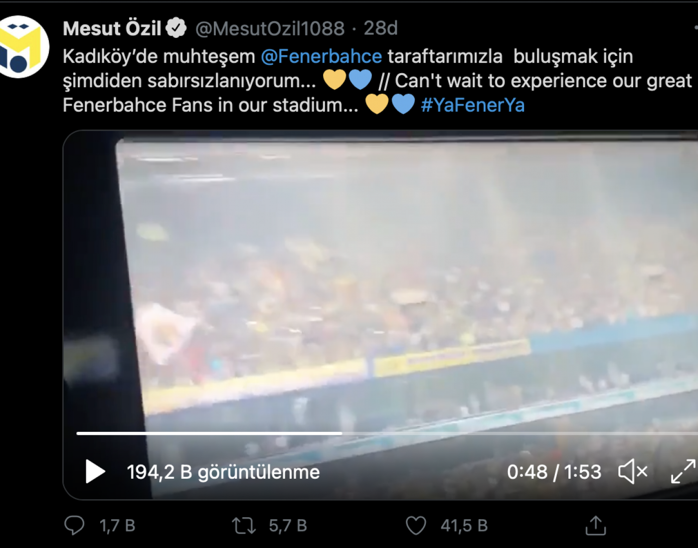 Mesut Özil'den Fenerbahçe taraftarına mesaj - Resim : 1
