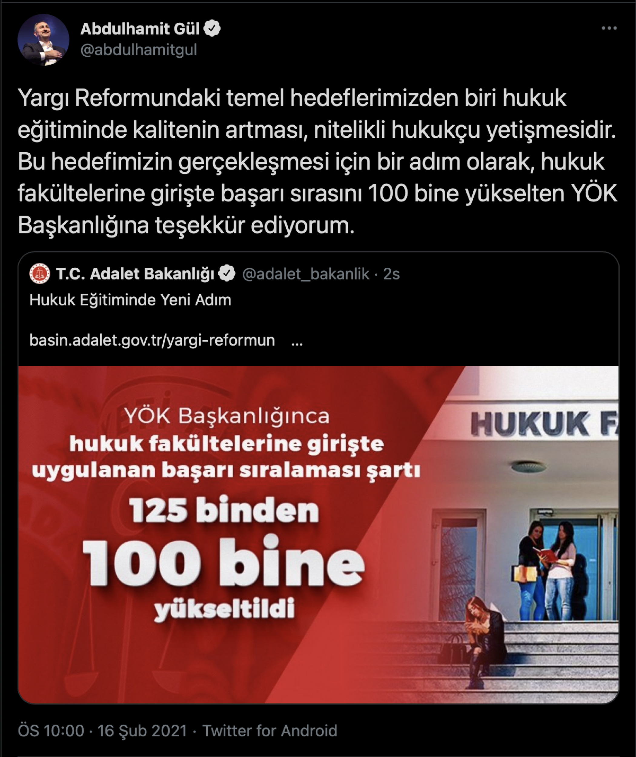 Adalet Bakanı Gül'den YÖK'e 'hukuk fakülteleri' teşekkürü - Resim : 1