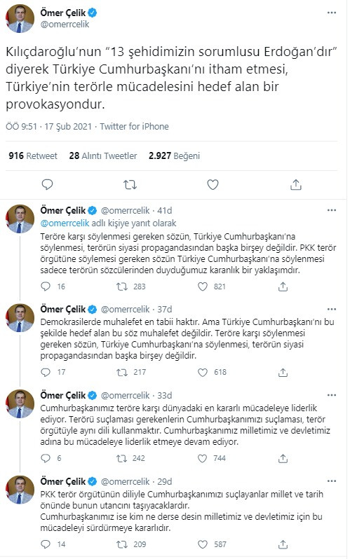 Kılıçdaroğlu'nun '13 şehidimizin sorumlusu Erdoğan'dır' sözlerine AKP'den yanıt - Resim : 1