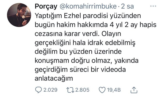 Ezhel parodisi yapan YouTuber Porçay'a hapis cezası! - Resim : 1