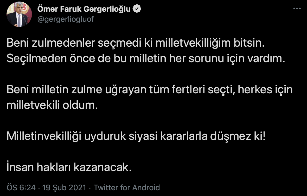 Hapis cezası onanan Ömer Faruk Gergerlioğlu'ndan ilk açıklama! - Resim : 1