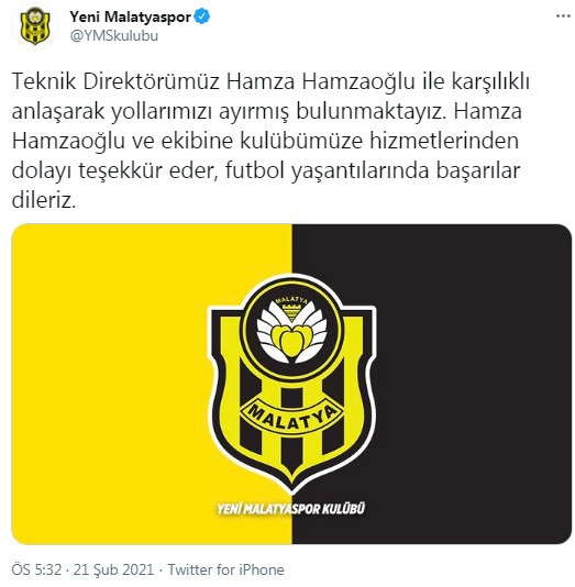 Malatyaspor'da sürpriz Hamza Hamzaoğlu kararı - Resim : 1