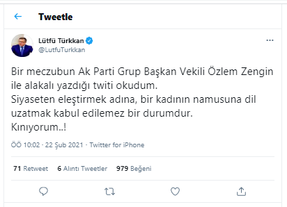 İYİ Partili Lütfü Türkkan'dan AKP'li Özlem Zengin hakkındaki paylaşıma tepki - Resim : 1