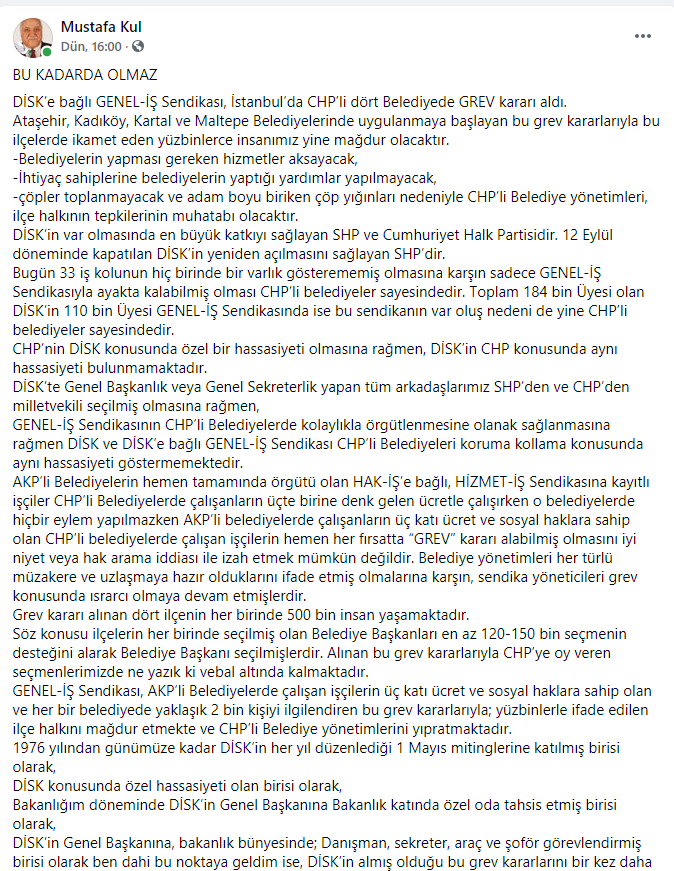 Dört CHP'li belediyedeki grev kararından sonra gündeme geldi: 'Neden CHP'li belediyeler?' - Resim : 1