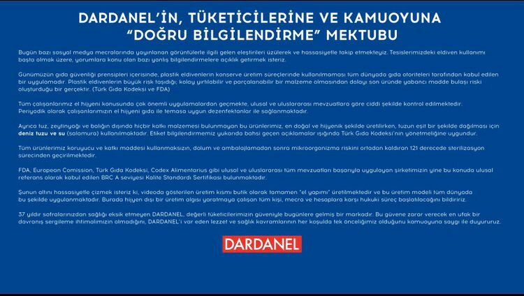 Dardanel'den tepki çeken video için açıklama - Resim : 1
