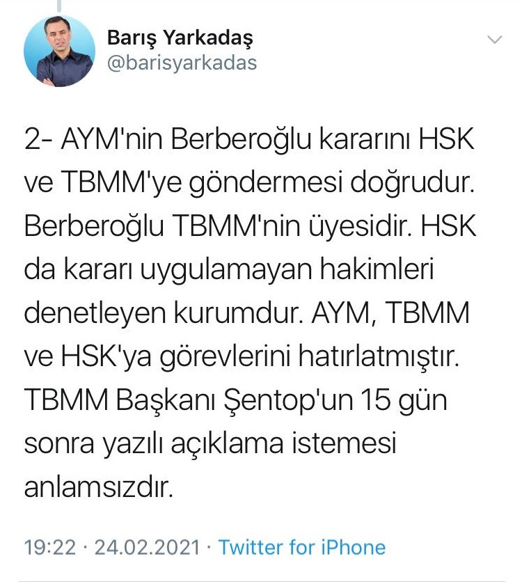 Meclis Başkanı'ndan Anayasa Mahkemesi'ne Enis Berberoğlu için cevap yazısı! - Resim : 2