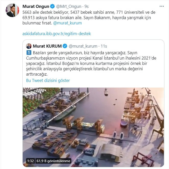 Murat Ongun'dan Bakan Kurum'a jet yanıt: 'Gerçek gündem yoksulluktur' - Resim : 1