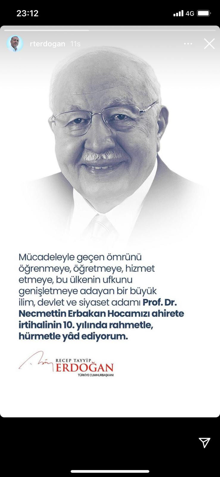 Erdoğan, Erbakan'ı Instagram'dan andı - Resim : 1