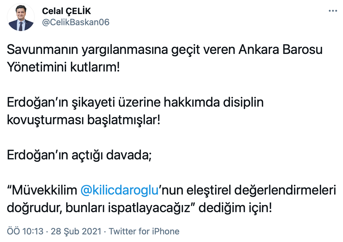Kılıçdaroğlu'nun avukatı Celal Çelik hakkında kovuşturma başlatıldı! - Resim : 1