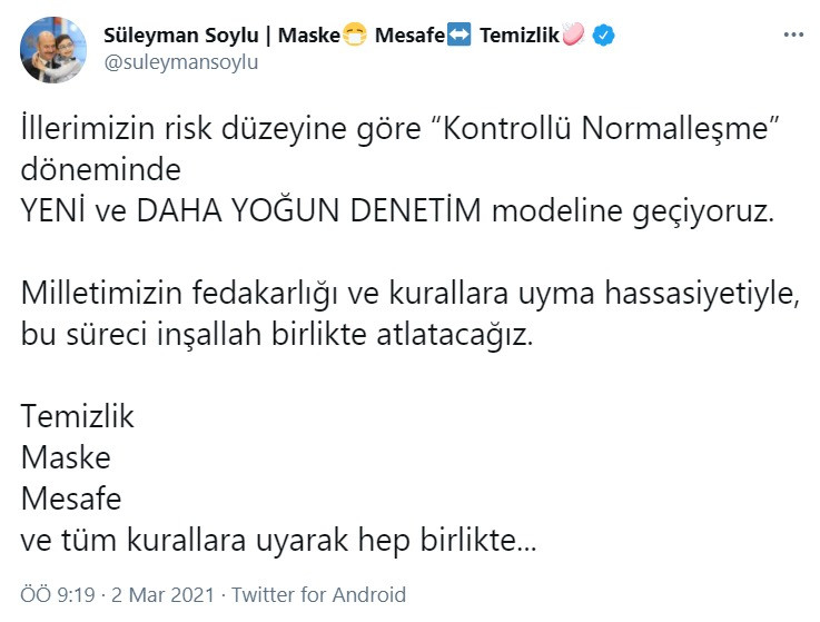 Süleyman Soylu'dan flaş 'kontrollü normalleşme' açıklaması - Resim : 1