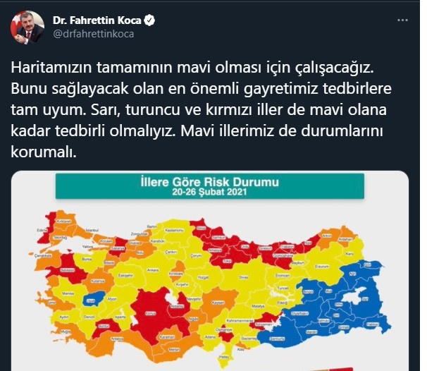 Fahrettin Koca'dan 'mavi' renkli illere flaş uyarı - Resim : 1