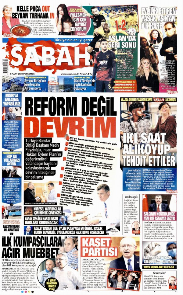 Erdoğan'ın açıklamalarının ardından Sabah gazetesinden dikkat çeken manşet - Resim : 1