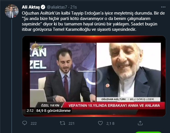 Saadet Partisi'nde Erdoğan çatlağı: 'Kalbi iyice Erdoğan'a meyletmiş durumda!' - Resim : 1