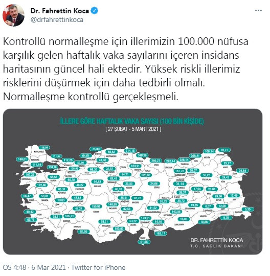Fahrettin Koca illere göre haftalık vaka sayısını açıkladı! İstanbul'da kritik yükseliş - Resim : 3