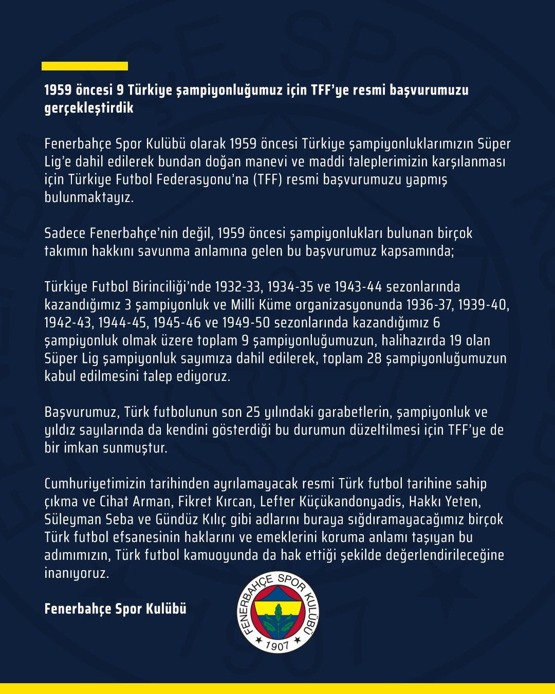 Fenerbahçe'den TFF'ye şampiyonluk başvurusu - Resim : 1