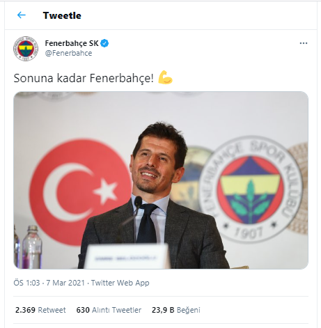 İstifa iddialarının ardından Fenerbahçe'den Emre Belözoğlu paylaşımı - Resim : 1