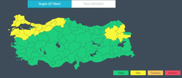 Meteoroloji'den sarı kodlu uyarı: Aralarında İstanbul da var - Resim : 1