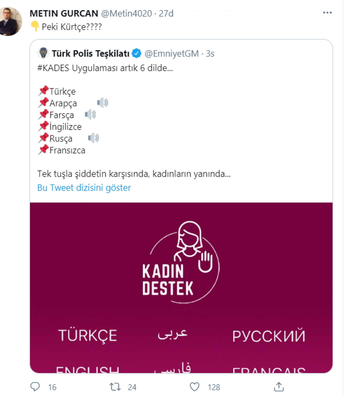 DEVA kurucularından Metin Gürcan sordu: KADES uygulamasında 6 dil seçeneğinde Kürtçe yok mu? - Resim : 1