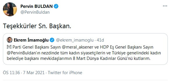 Pervin Buldan'dan Ekrem İmamoğlu'nun 8 Mart mesajına yanıt geldi - Resim : 1