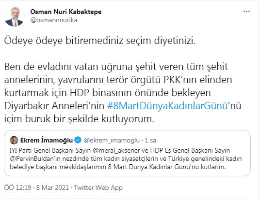 AKP İstanbul İl Başkanı Kabaktepe İmamoğlu'nun 'Akşener-Buldan' tweetinden rahatsız oldu - Resim : 1
