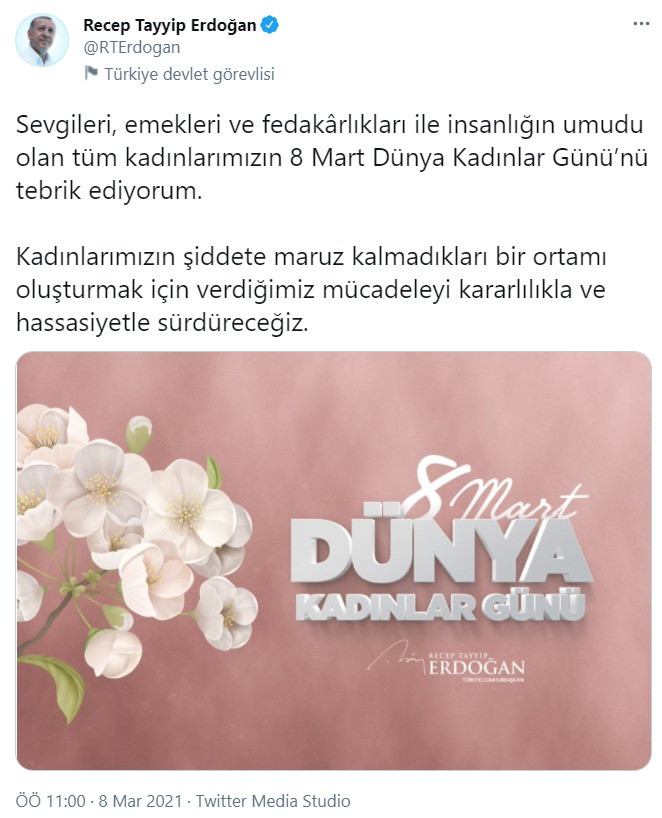 Erdoğan'dan 8 mart mesajı - Resim : 1