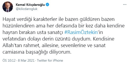 Kılıçdaroğlu'ndan Rasim Öztekin mesajı - Resim : 1