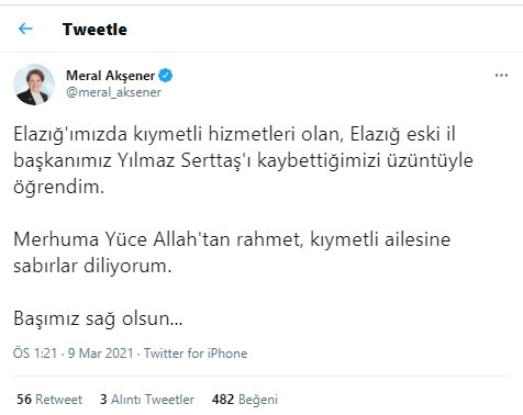 İYİ Parti'yi yasa boğan haber! Meral Akşener'den taziye mesajı - Resim : 1