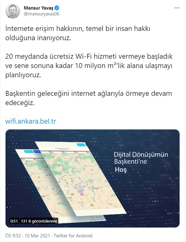 Mansur Yavaş duyurdu: Ankara'da 20 noktada, ücretsiz internet hizmeti başlatıldı - Resim : 1