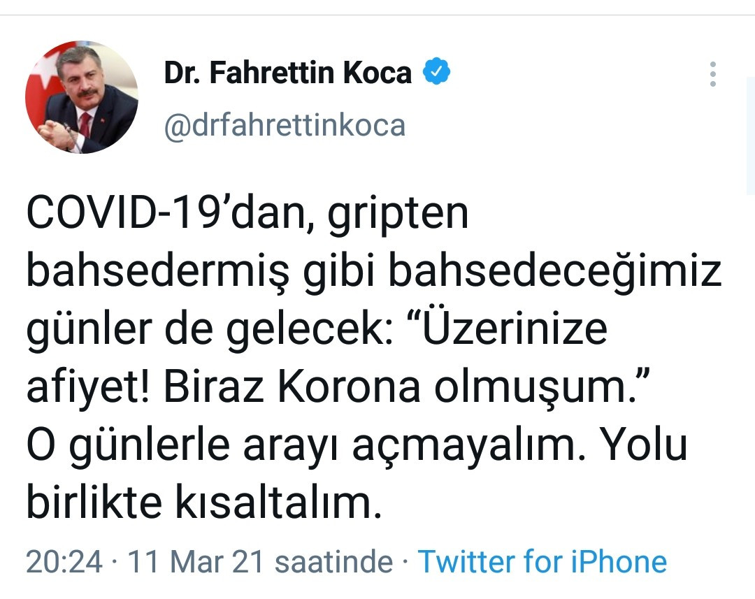 Fahrettin Koca: 'COVID-19’dan, gripten bahsedermiş gibi bahsedeceğimiz günler de gelecek' - Resim : 1