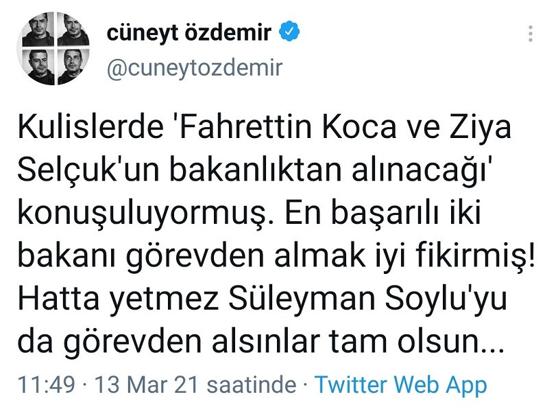 Cüneyt Özdemir: En başarılı iki bakanı görevden almak iyi fikirmiş, Soylu'yu da alın! - Resim : 1