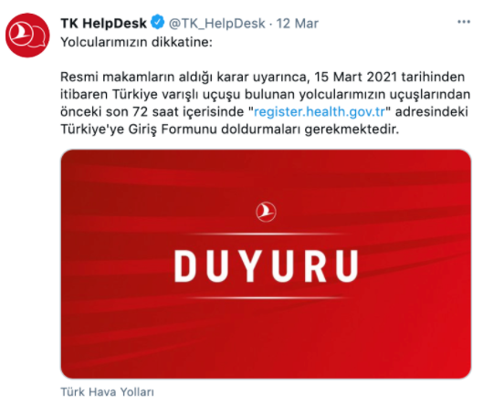 THY'den yolculara 'Türkiye'ye Giriş Formu' uyarısı - Resim : 1
