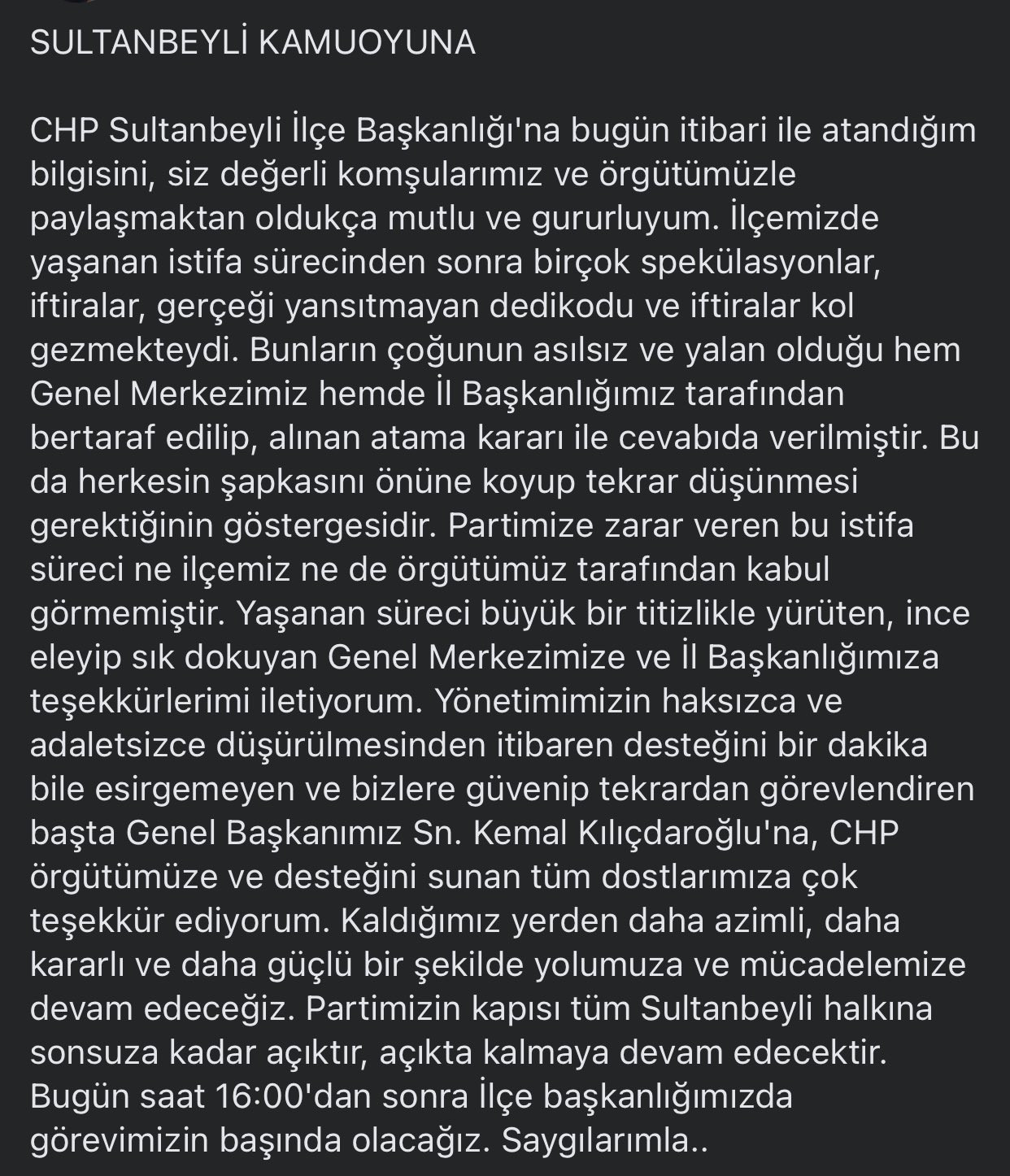 CHP Sultanbeyli İlçe Başkanı Hayati Bozkaya oldu - Resim : 1
