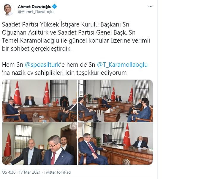 Saadet Partisi'nde ittifak trafiği: Davutoğlu'ndan Asiltürk'e sürpriz ziyaret - Resim : 1