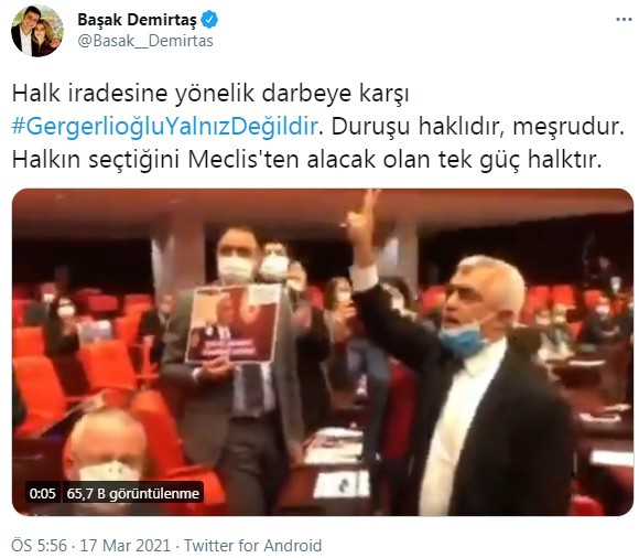 Başak Demirtaş'tan Gergerlioğlu tepkisi: Halkın seçtiğini Meclis'ten alacak olan tek güç halktır - Resim : 1