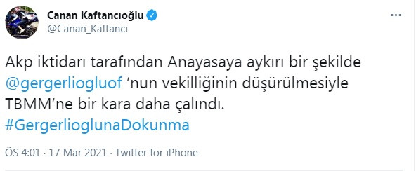 Canan Kaftancıoğlu'ndan Ömer Faruk Gergerlioğlu tepkisi - Resim : 1