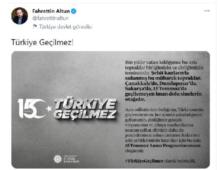 Fahrettin Altun: 15 Temmuz'un sloganı 'Türkiye Geçilmez' - Resim : 1