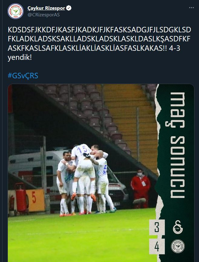 Galatasaray maçının ardından Rizespor'dan gündeme oturan paylaşım - Resim : 1